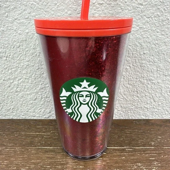 Starbucks | Dining | Starbucks Christmas Holiday 220 Red Glitter Ombre  Grande 6oz Tumbler Straw | Poshmark